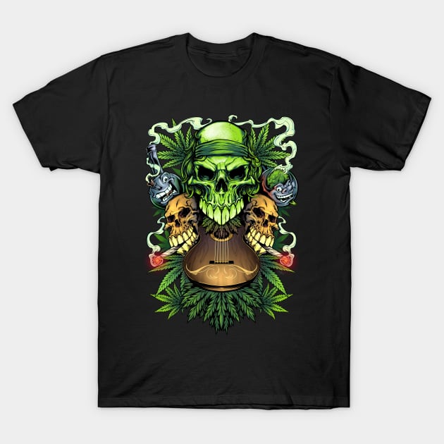 Marijuana Skulls T-Shirt by FlylandDesigns